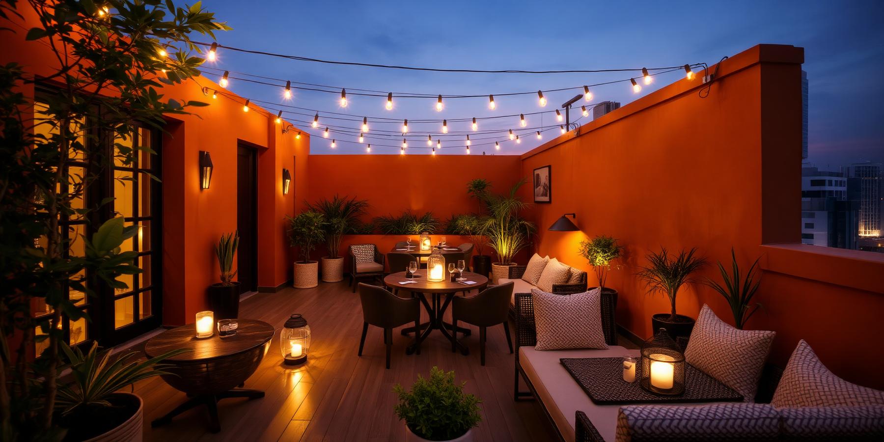 Sân thượng J Village vào chiều tối